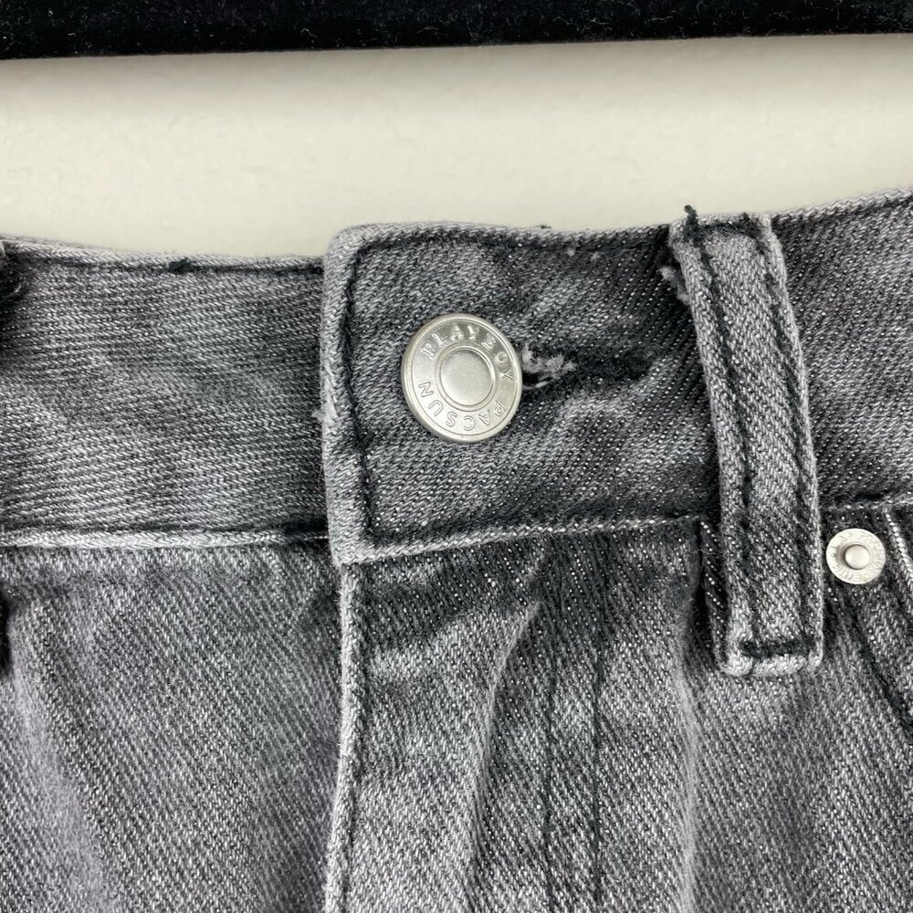 Playboy By Pacsun Women's 24 Black Denim High Rise Mini Skirt Bedazzeled Bunny - Picture 7 of 13